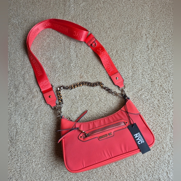 NEW Madden NYC Shoulder Bag with Chain Strap Orange Crossbody - Picture 1 of 12